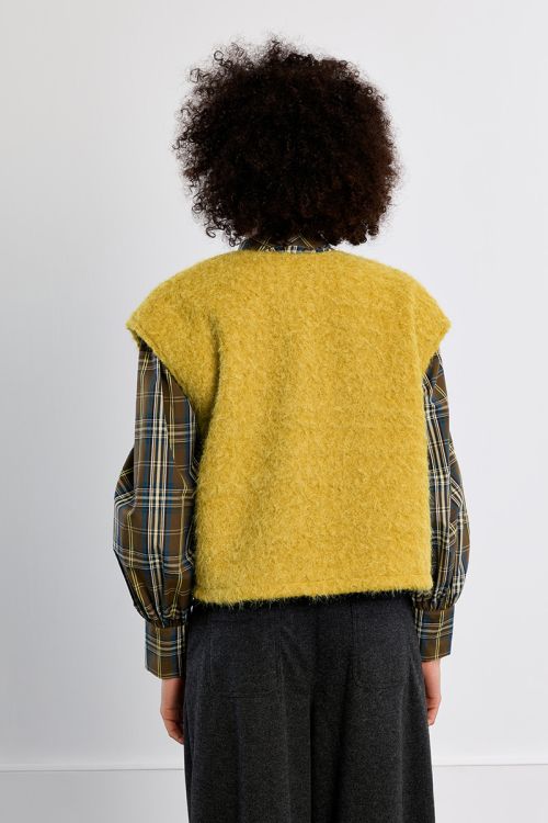 Veste sans manches oversize, en maille bouclette