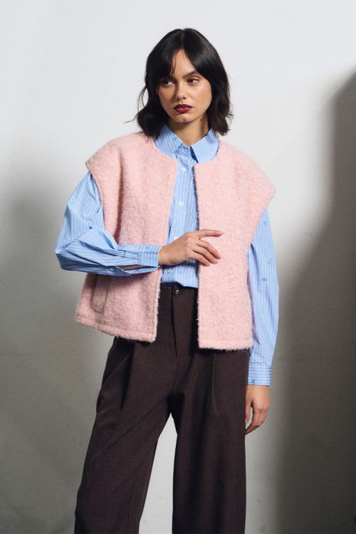 Oversized terry knit vest