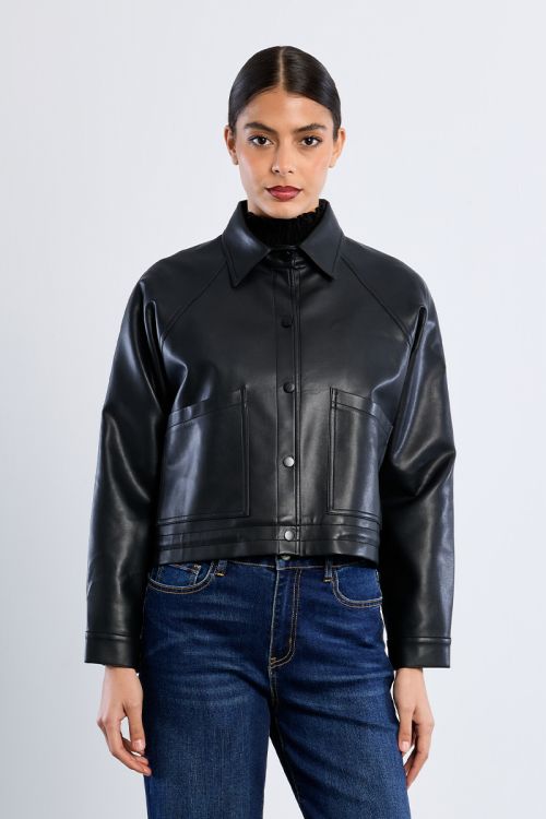 Oversized faux leather jacket