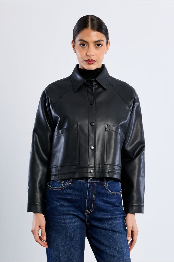 Oversized faux leather jacket
