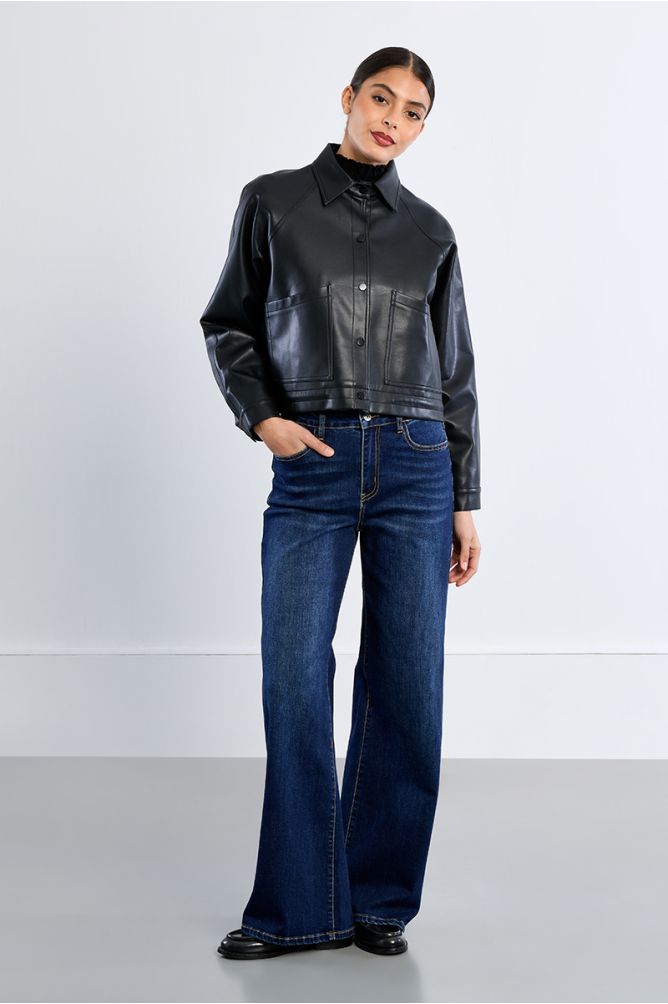Oversized faux leather jacket
