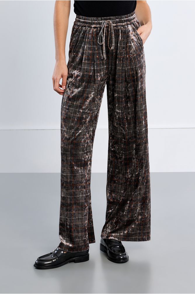 Pantalon en velours, à carreaux