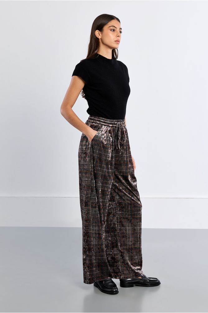 Pantalon en velours, à carreaux