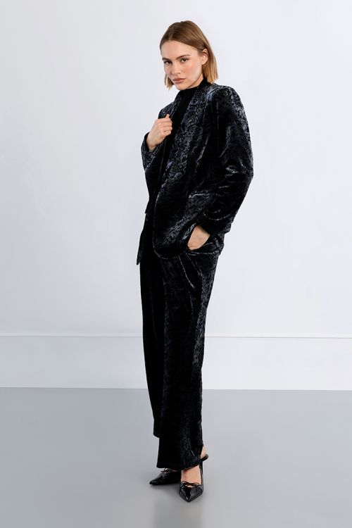 Pantalon en velours, à fleurs