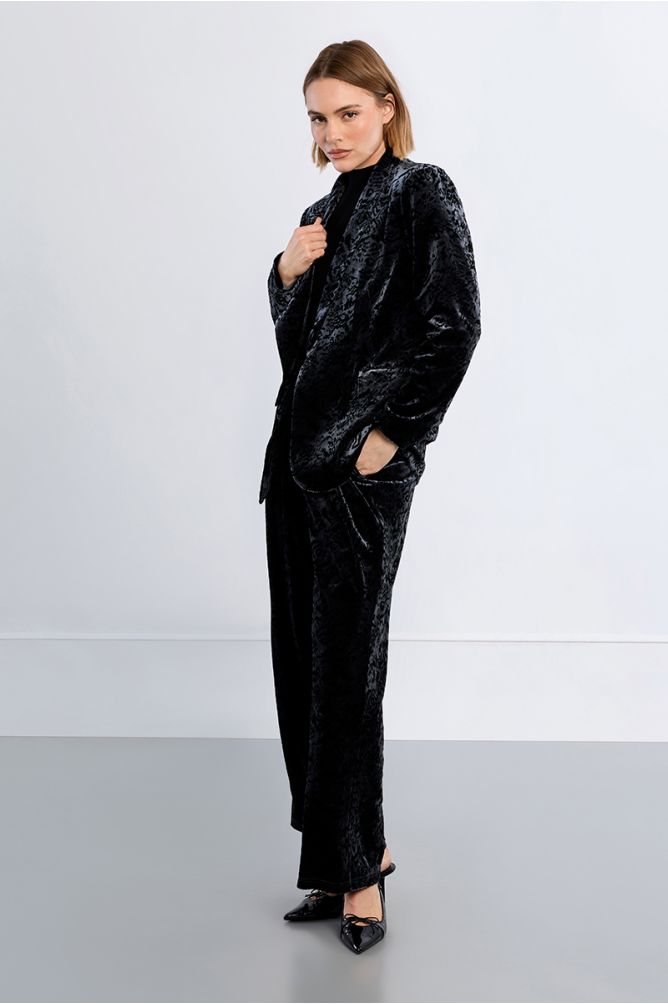 Pantalon en velours, à fleurs