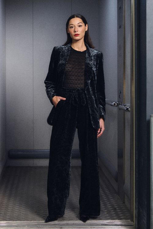 Pantalon en velours, à fleurs