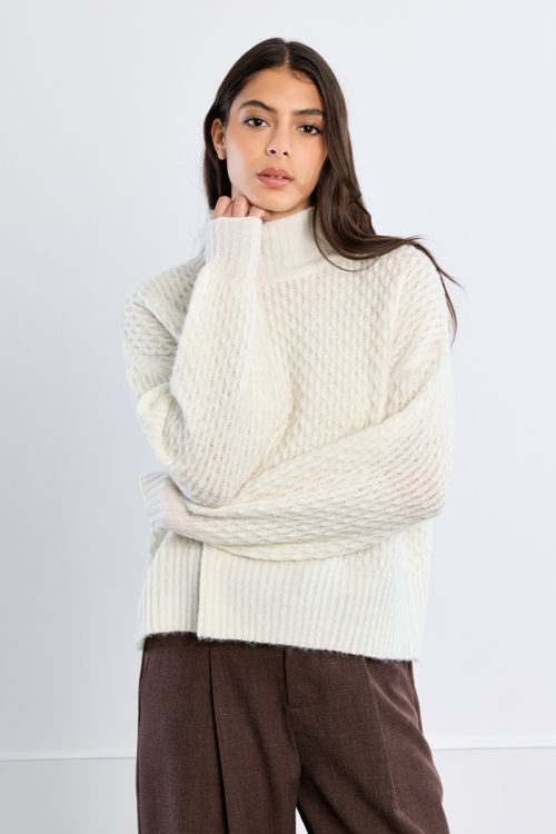 Pull col coulé, uni