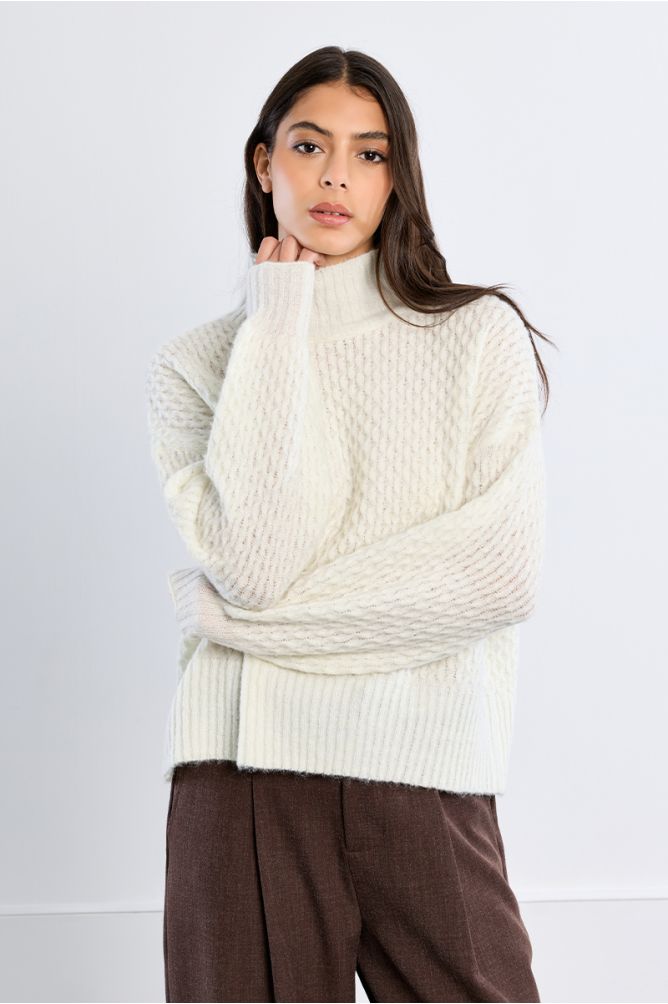 Pull col coulé, uni