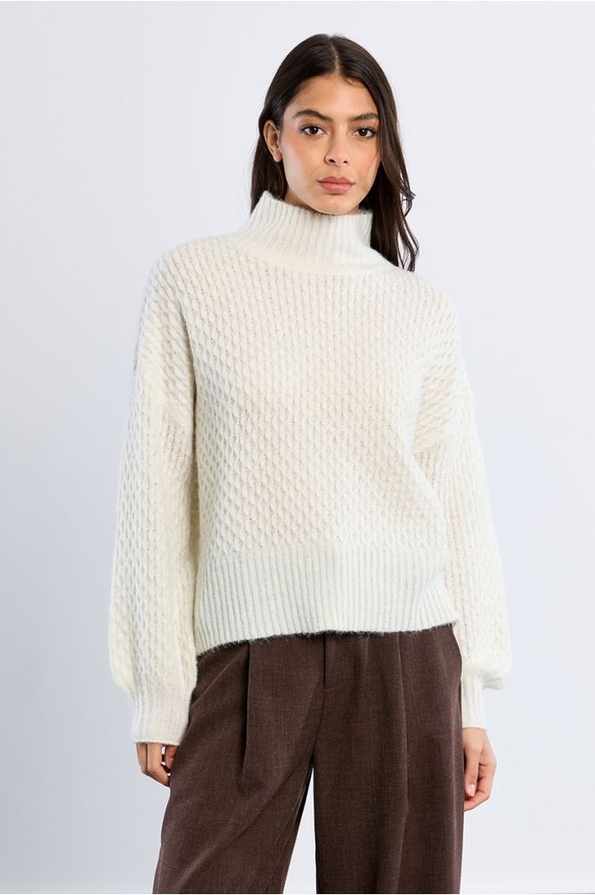 Pull col coulé, uni