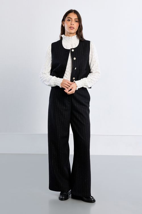 Striped wool-blend trousers