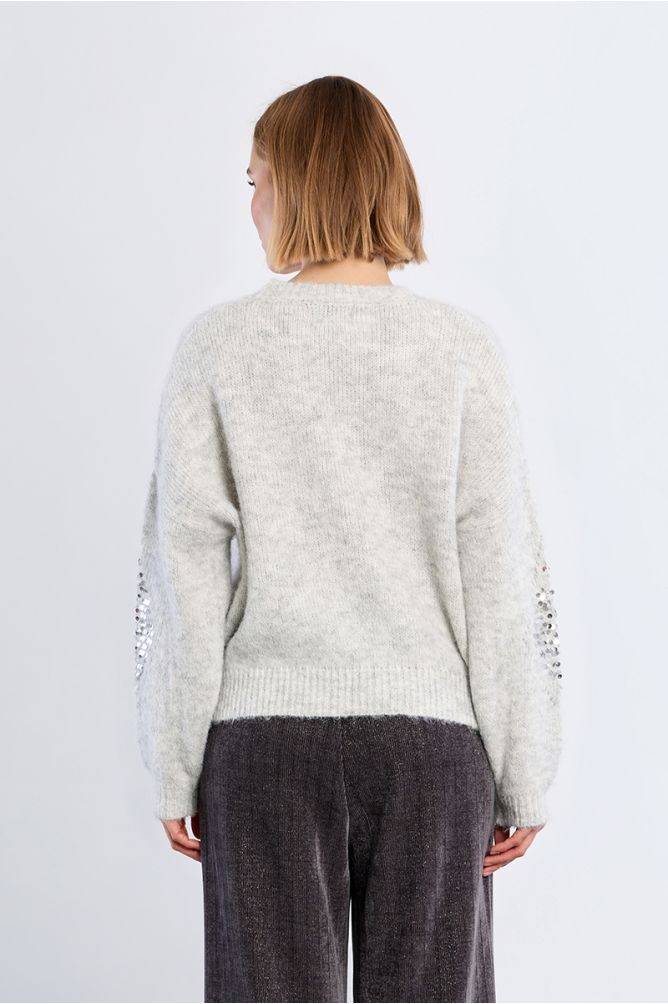 Plaid and rhinestone sweater