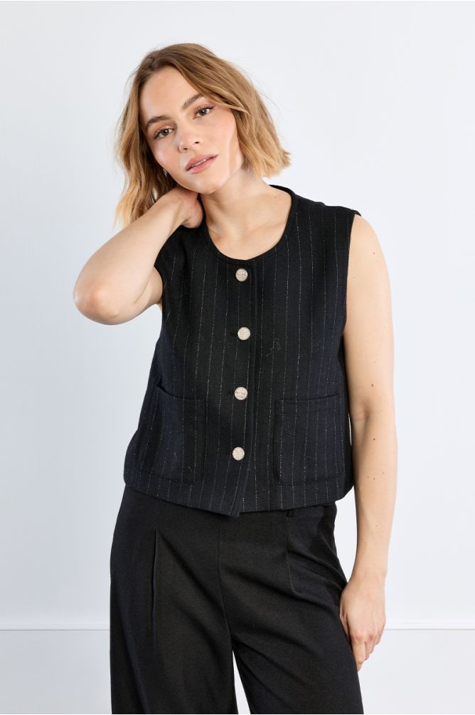 Striped wool-blend blazer