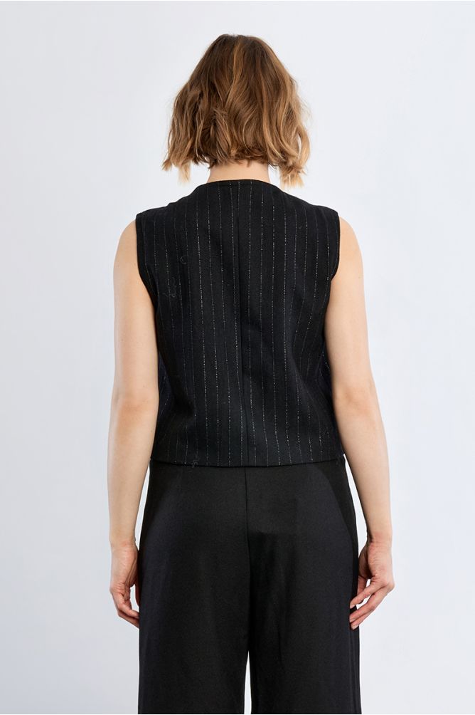 Striped wool-blend blazer