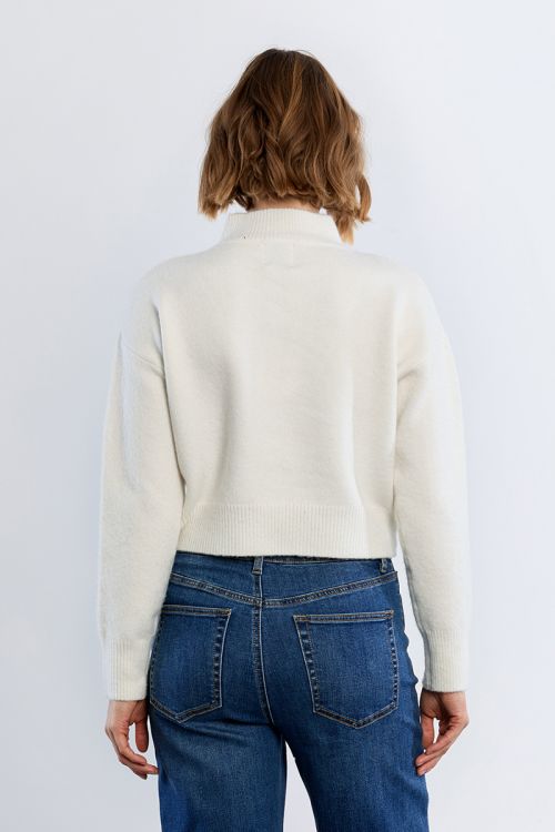Trucker collar sweater, with rhinestones