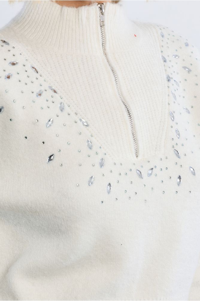Pull col camionneur, à strass
