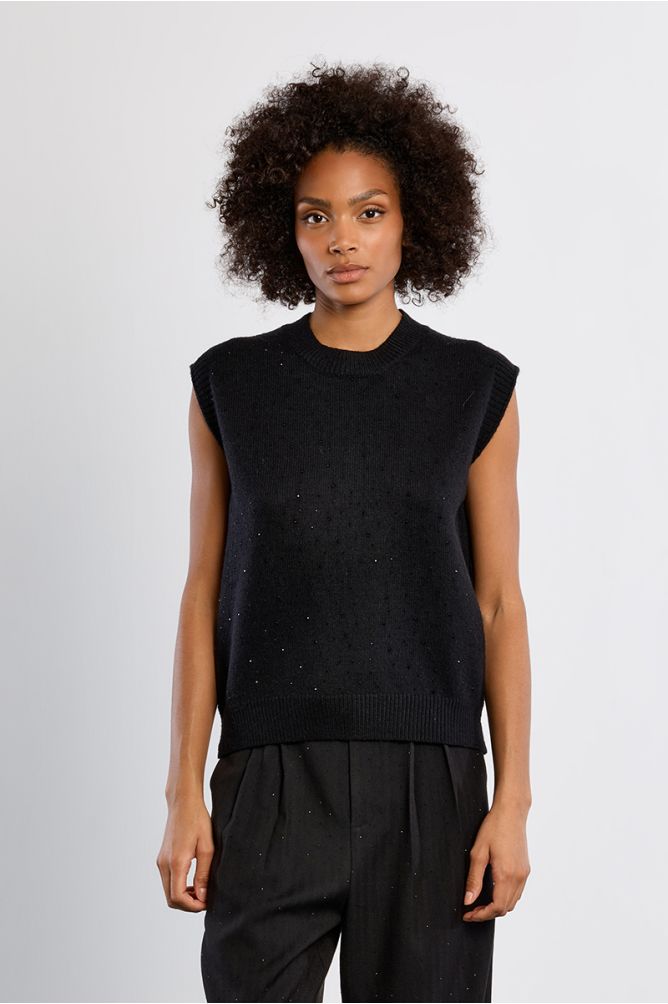 Pull sans manches, à paillettes