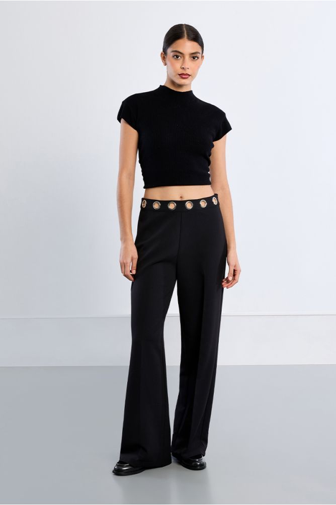 Pantalon à pinces, clouté