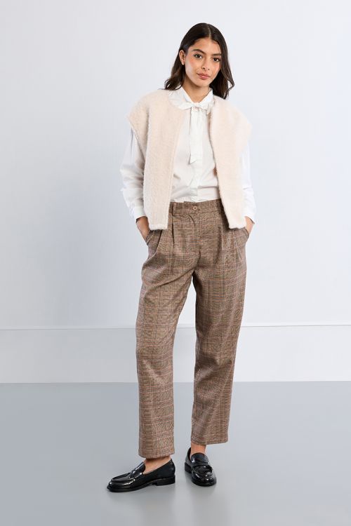 Pantalon carotte, à carreaux