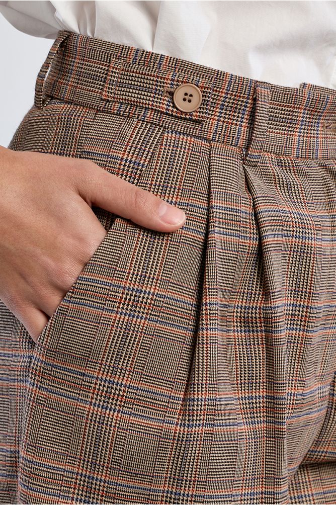 Pantalon carotte, à carreaux