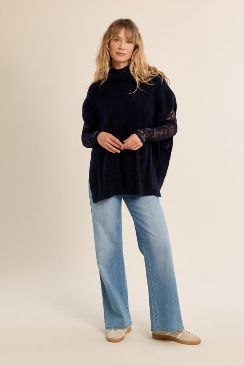 Cable knit poncho
