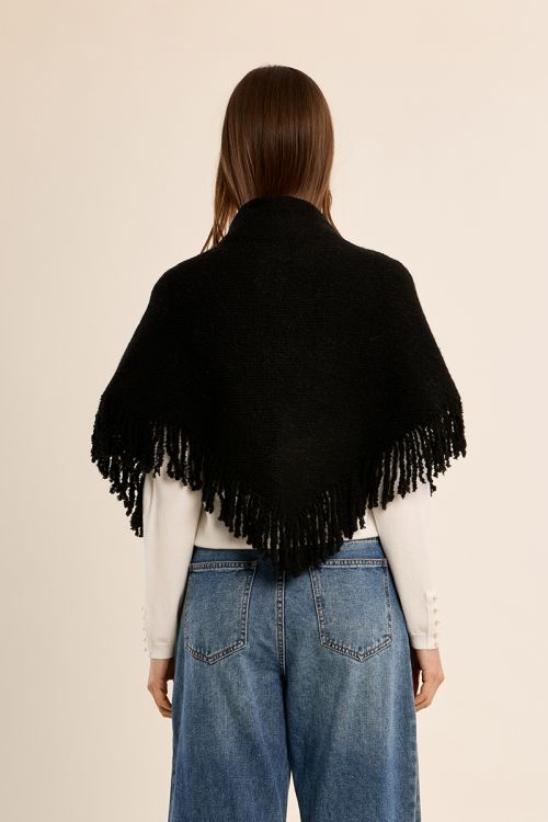 Fringed scarf, with sequins