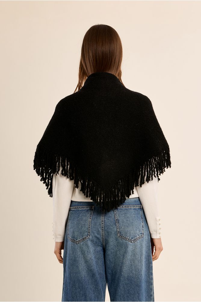 Fringed scarf, with sequins