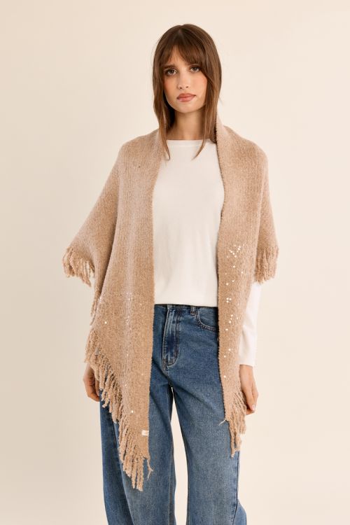 Echarpe à franges, à sequins