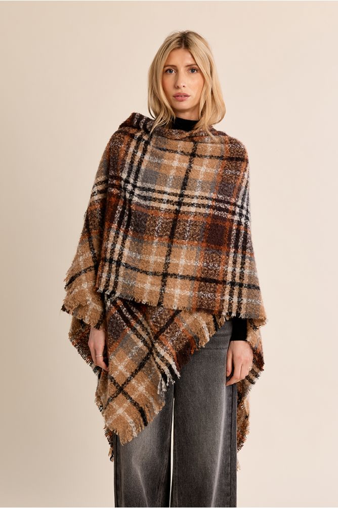 Poncho ouvert, à carreaux