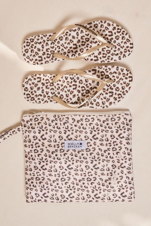 Leopard print flip-flops