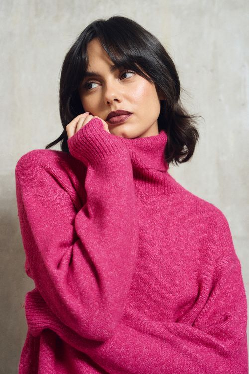 Pull col roulé uni
