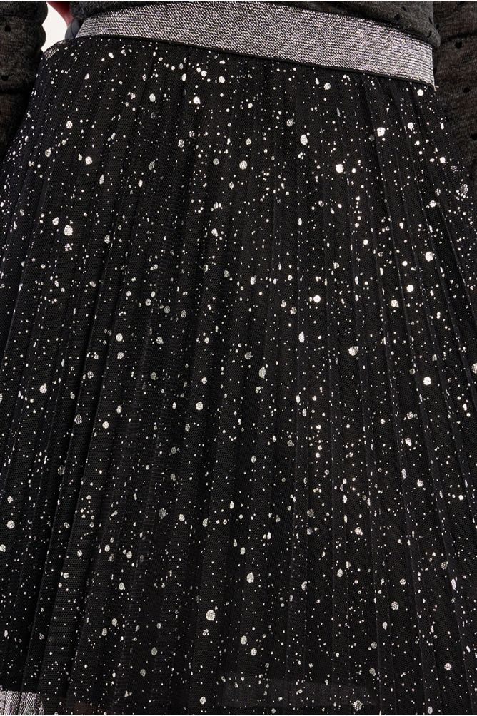 Short tulle skirt, rhinestone detail