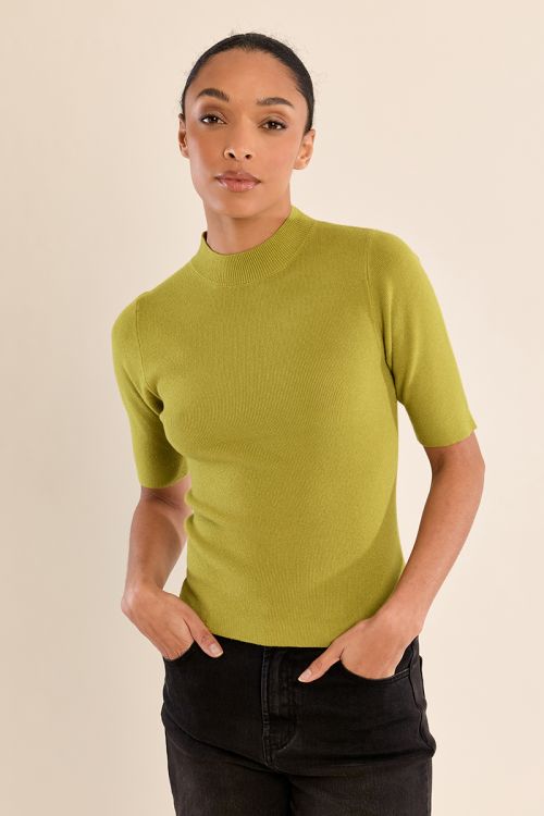 Turtleneck sweater, three-quarter sleeves
