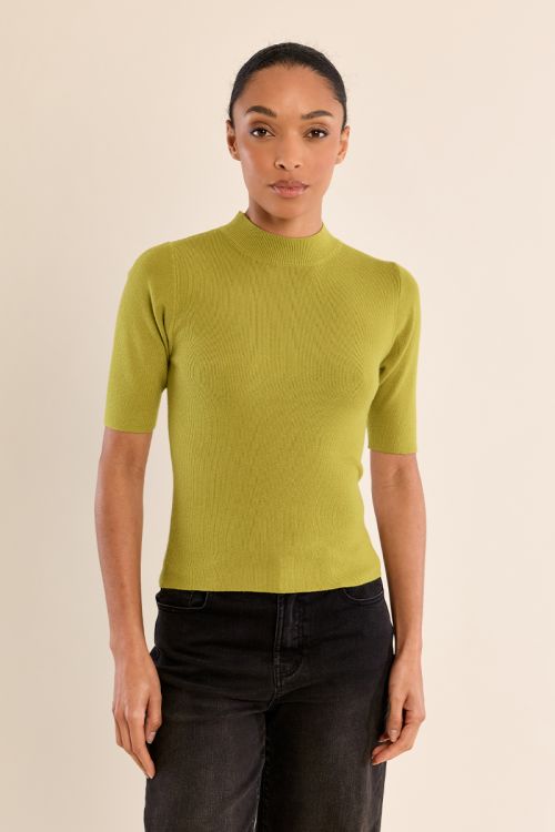 Pull col roulé, manches trois quart