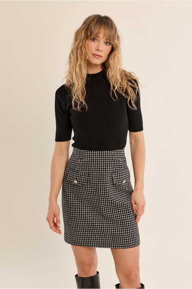 Pull col roulé, manches trois quart