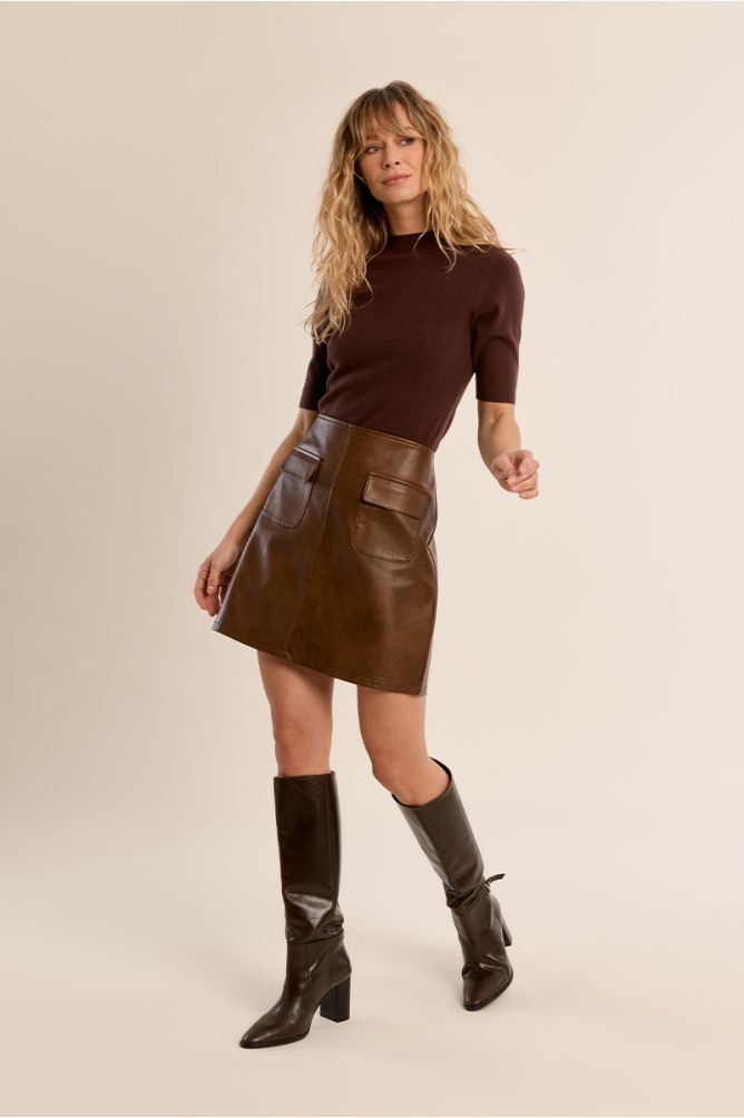 Turtleneck sweater, three-quarter sleeves