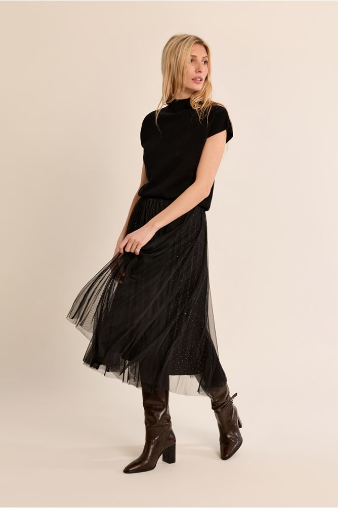 Fine knit sweater, short sleeves