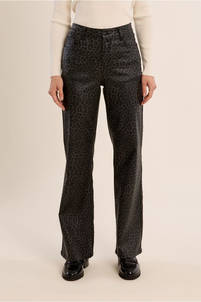 Pantalon enduit, léopard