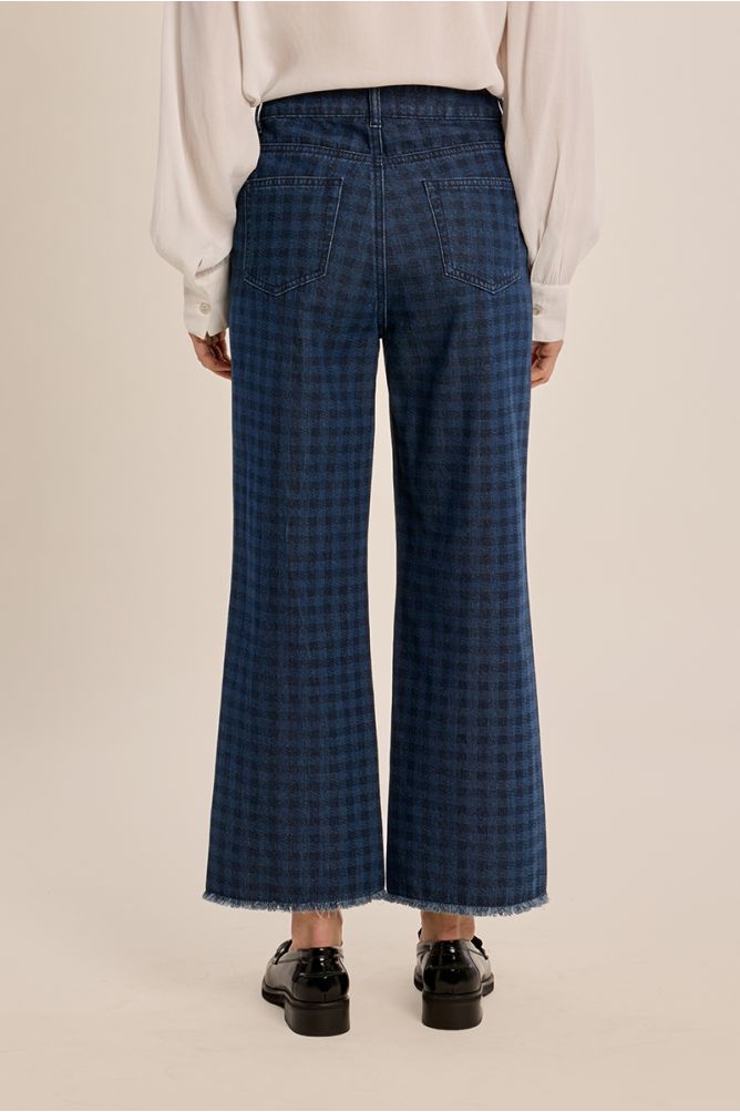Denim cropped, à carreaux