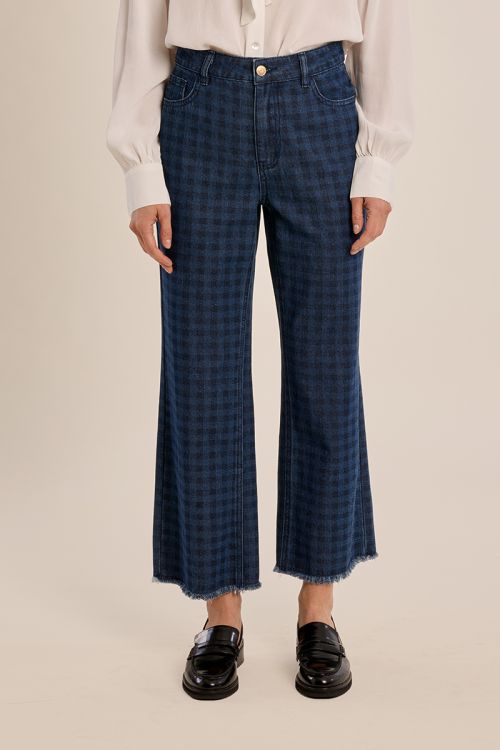 Denim cropped, à carreaux