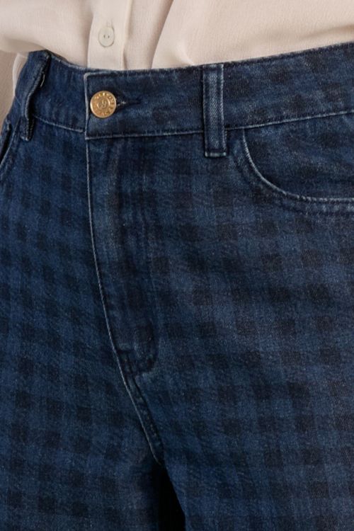 Denim cropped, à carreaux