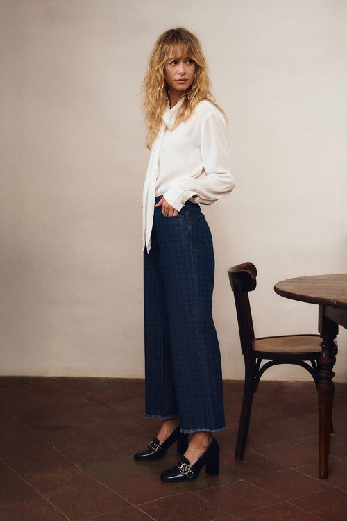 Cropped denim, checked