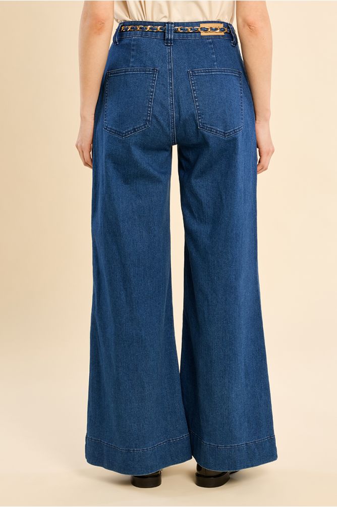 Wide denim, removable waistband