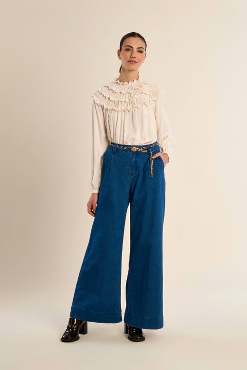 Denim large, ceinture amovible