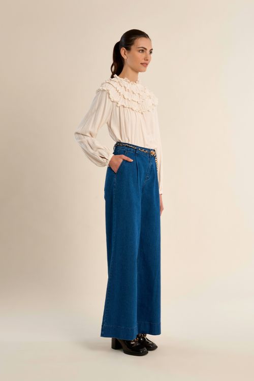 Denim large, ceinture amovible