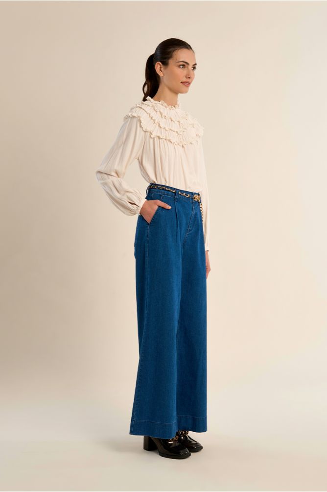 Denim large, ceinture amovible