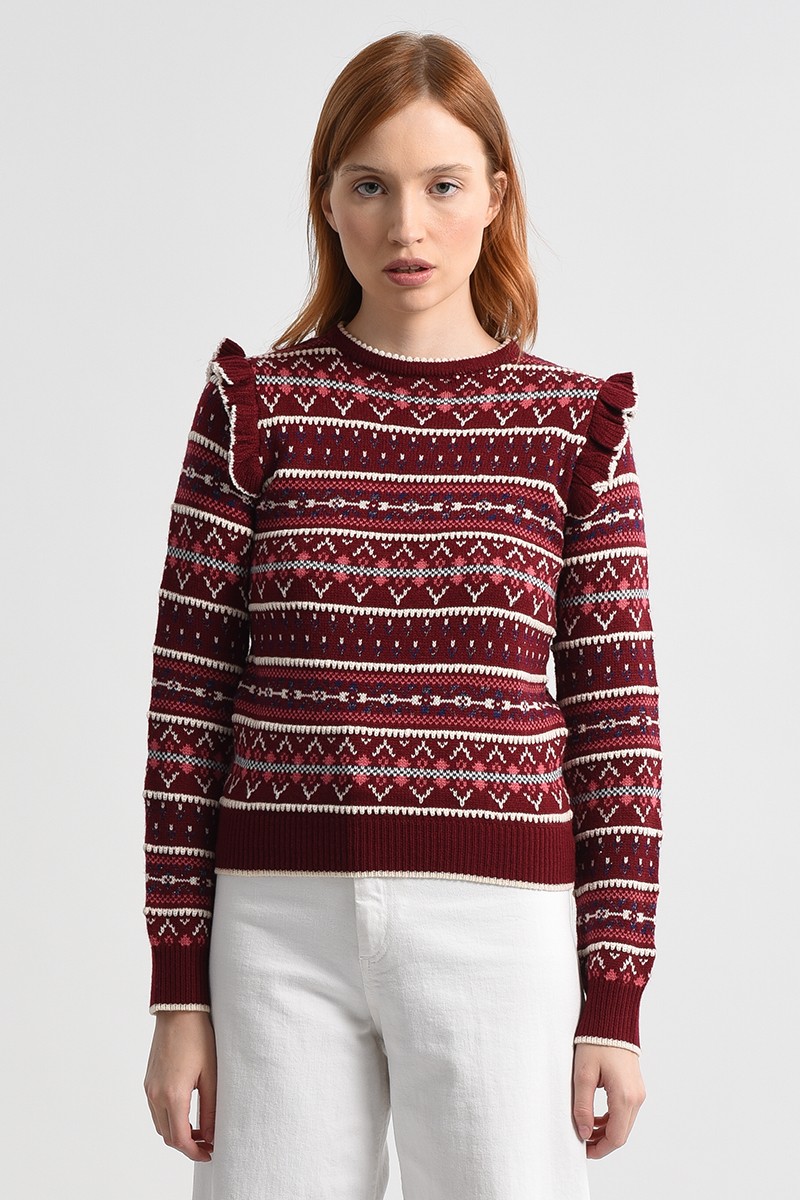 Pull volanté aux épaules