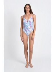 Slit neck bathing suit