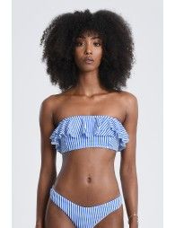 Striped print bandeau Bikini Top