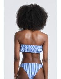 Striped print bandeau Bikini Top