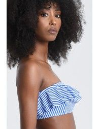 Striped print bandeau Bikini Top